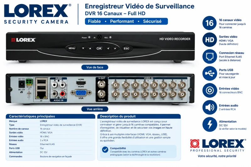 LOREX DVR 16 canaux Full HD